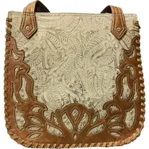 Way West Vintage Concealed Carry Crystal Studded Tooled Lined Security Purse Bag