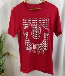 True Religion  Red Short Sleeve Graphic Logo Print Tee T Shirt M