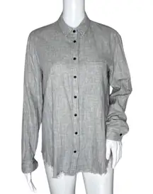 Massimo Dutti Shirt Women Medium Gray Button Up Neutral Office Career Minimalist