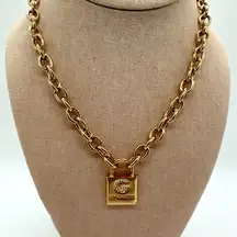 Guess Gold Chain Necklace with Padlock Pendant
