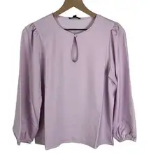 J.Crew‎ Women's Crepe Satin Balloon Sleeve Keyhole Blouse Size XSP Lavender