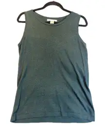 August Silk Tank Top Cardigan Set Sleeveless Knit Top Button Down Green Size M