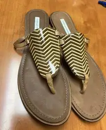 Diane von Furstenberg Leather Shell Detail Brown Sandals Women's 9.5