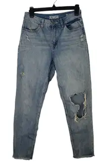 Rewash Real Curve High Rise Distressed Jeans Juniors Sz‎ 7/28 Raw Hem Light Wash