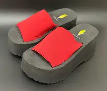 VOLATILE Y2K Red Neoprene Upper Black
EVA Soles Chunky Platform Wedge Sandals
