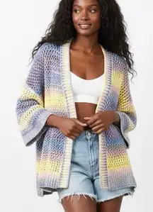 NWT 143 Story Chunky Knit Stripe Cardigan Womens S Multicolor Oversized Beachy