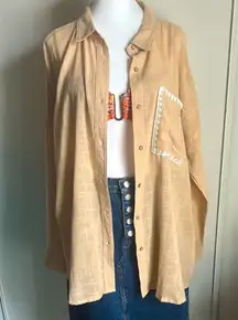 New Cotton On Body Swing Button-Up Beach Shirt Cover Up with Embroidered Pocket