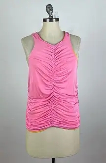 Anthropologie  Pilcro Pink Orange Reversible Ruched Tank Top