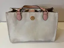 Anne Klein Women’s Tan‎ White Canvas With Light Gold Sparkles Hand Bag