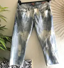 PacSun 90s BULLHEAD  blue and white tie-dye bleached acid wash jeans (32 x 30)