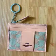 Coach  Faded Blush Mini Skinny Id Case In Signature Jacquard