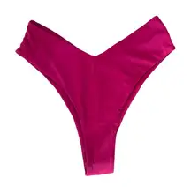 NWT Women’s High-Cut V-Waist Bikini Bottom – Magenta - Small