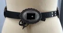 Urban Outfitters Western Concho Belt Black Silver Buckle Size S