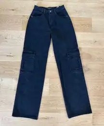 PrettyLittleThing - Denim Cargo Jeans Tall in Black