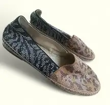 Brian Atwood B Hartwell animal print espadrilles sparkle leather size 9.5 US M