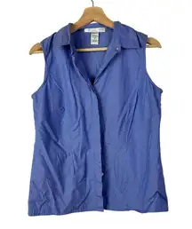 Vintage Geoffrey Beene Sport Blue Collar Y2K Button Down Tank Top 8