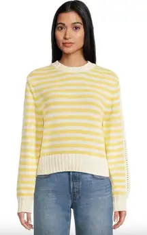 Michael Stars Merle Lemonade Yellow White Striped Crew Neck Sweater XS