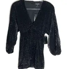 Retrofete Aubrey black long sleeve mini dress small NWT