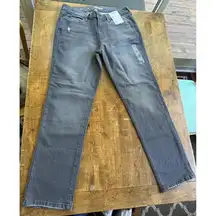 Sonoma Straight Distressed Women's size 12 Gray Denim Jeans Mid-Rise New