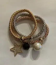 Last one  Tri-Tone Popcorn Starburst Stretch Bracelet Set of 3 