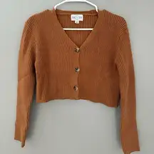 Jun & Ivy camel colored cardigan v neck sweater cropped juniors small