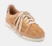 Dolce Vita Natural Raffia Maddox Espadrille Lace Up Sneakers