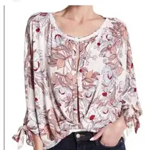 Free People Keeping‎ On Top Boho Floral Cottagecore Y2K Xs Top Shirt Blouse Pink