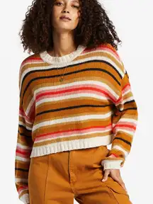 Billabong Multicolored Stripped, Boxy, Cropped Sweater in M