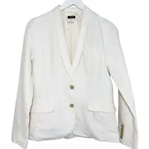 J. Crew Linen Blazer Shawl Collar Two Button‎ 2 Pockets Off-White Beige Classic