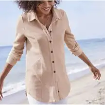 Soft Surroundings Gale Tunic Womens Size S‎ Peach Button Front NWT