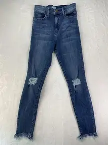 Show Me Your Mumu Blue Soho Zip Up Skinnies jeans Vintage rain wash Sz 25 - flaw