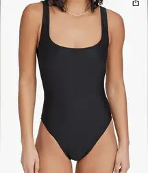 Madewell | Second Wave Square-Neck Tank One-Piece Black Swimsuit sz M