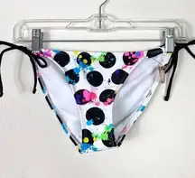 NWT OP White & Black Polka Dot Neon Splattered Bikini Bottoms Size S