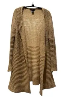Deane & White Brown Knit Open Cardigan Sweater Size M Bell Sleeves Cozy Boho