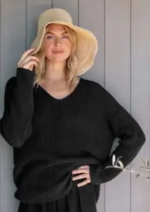 Jenni Kayne Cotton Cabin Sweater Black