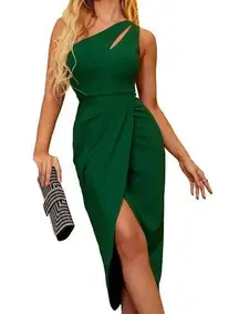 Zalalus 1 Shoulder Cutout Ruched Bodycon Slit Party XL