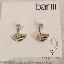 Stud Earrings With Wing Jackets Gold