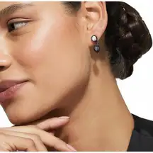 Kurt Geiger Crystal Eagle Head Drop Earrings BLACK PLATE GLASS