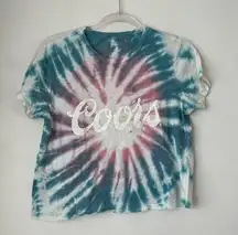 Pink Blue & White Tie Dye Coors Cropped Tshirt M