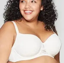 Auden Lightly Lined Balconette Coverage Underwire Bra White 42F NEW