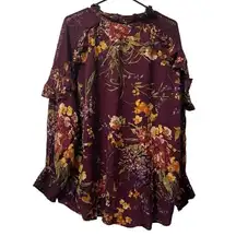 Oddy Womens Tunic Size 3XL Floral Boho Lace Ruffles Peasant Cottagecore Hippie