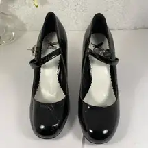 Shiekh Black Shinny Heels with Strap - Size 9