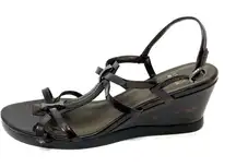 Stuart Weitzman Obladi Sandal Cognac Tortoise Women's Brown Leather Wedge Size 8