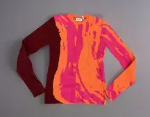 Weekday Maya Jacquard Knit Top Abstract Print Long Sleeve Sweater Size M