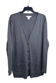 Vintage Lands’ End Direct Merchant Cardigan Women’s XL 18 100% Cotton Gray USA