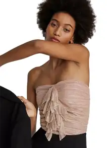 ANTHROPOLOGIE MAEVE Women’s Pink Metallic Ruffle Front Tube Top XL