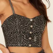 💙💖 NEW Boot Barn Denim Studded Cropped Bustier Top