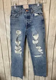 Revice Button Fly Distressed‎ Straight Leg Jeans Size 26.