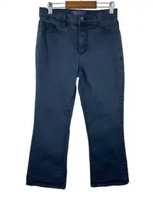 NYDJ Flared Pants Womens Size 4 Blue Relaxed Lift Tuck Slimming Short‎ Casual