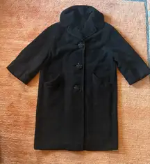 Vintage craftsmanship, 1960s Hand Tailored Black Cashmere Swing Coat Size M